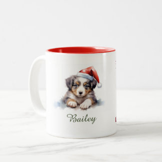 Australian Shepherd Watercolor - Weihnachtsweihnac Zweifarbige Tasse