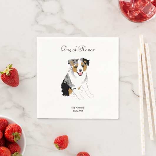Australian Shepherd Wedding Cocktail Napkins Serviette (Beispiel)
