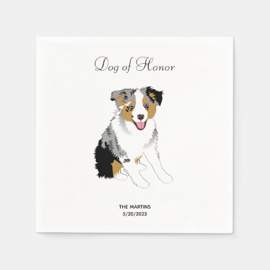 Australian Shepherd Wedding Cocktail Napkins Serviette (Vorderseite)
