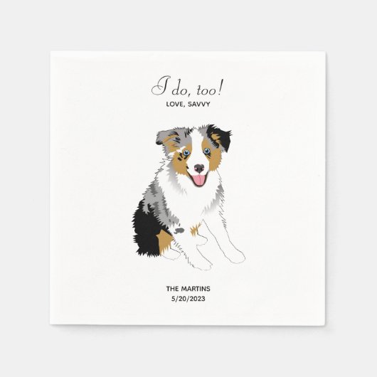 Australian Shepherd Wedding Cocktail Napkins Serviette (Vorderseite)
