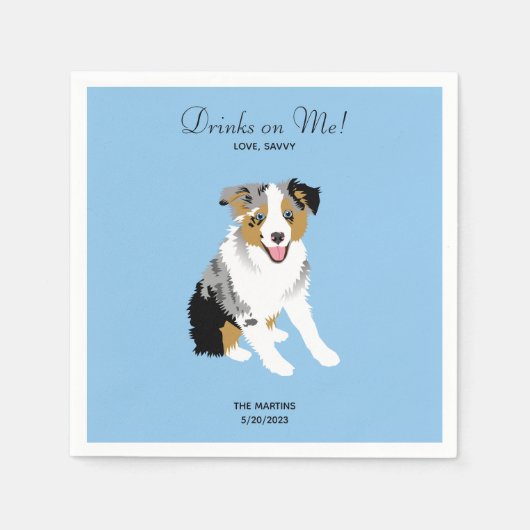 Australian Shepherd Wedding Cocktail Napkins Serviette (Vorderseite)