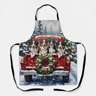Australian Shepherd Weihnachten Roter LKW Urlaub Schürze