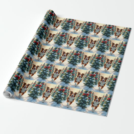 Australian Shepherd Weihnachtsbaumplantage Malerei Geschenkpapier (Ungerollt)