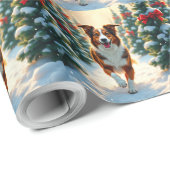 Australian Shepherd Weihnachtsbaumplantage Malerei Geschenkpapier (Rolleneckpunkt)