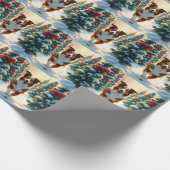 Australian Shepherd Weihnachtsbaumplantage Malerei Geschenkpapier (Ecke)