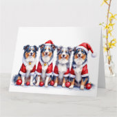 Australian Shepherd Weihnachtskleid Santa Hut Karte (Gelbe Blume)