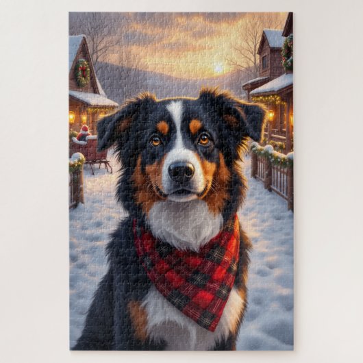 Australian Shepherd Weihnachtskunst Puzzle (Vertikal)