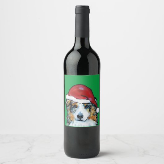 Australian Shepherd Weinetikett (Vorderseite)