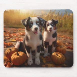 Australian Shepherd Welpe Herbstfreude Kürbis Mousepad