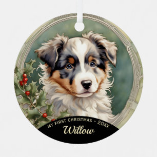 Australian Shepherd Welppy First Christmas Ornamen Ornament Aus Metall