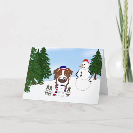 Australian Shepherd Winter Scene Feiertagskarte (Vorderseite)