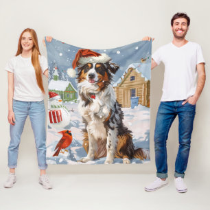 Australian Shepherd Winter Wonderland Weihnachten Fleecedecke