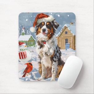 Australian Shepherd Winter Wonderland Weihnachten Mousepad