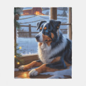 Australian Shepherd With Christmas Lights Holiday Fleecedecke (Vorderseite)