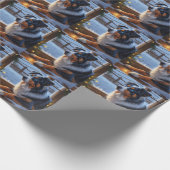 Australian Shepherd With Christmas Lights Holiday Geschenkpapier (Ecke)