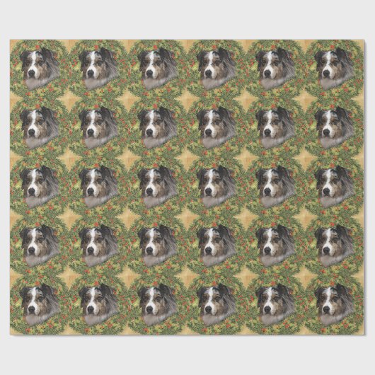 Australian Shepherd Wreath Geschenkpapier (Flach)