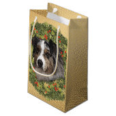 Australian Shepherd Wreath Kleine Geschenktüte (Rückseite Schrägansicht)