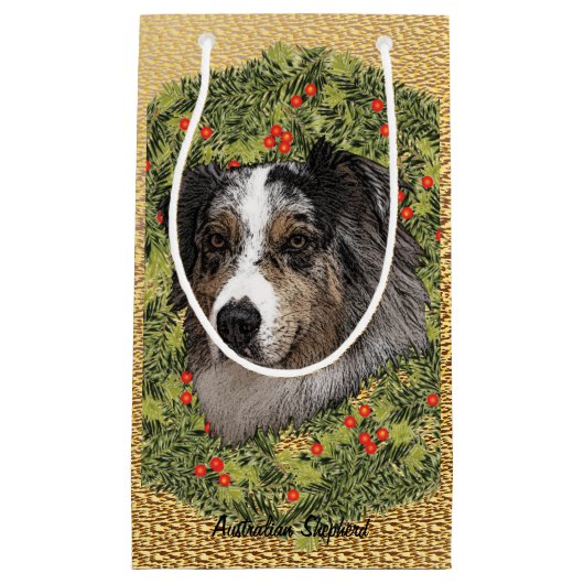 Australian Shepherd Wreath Kleine Geschenktüte (Vorderseite)