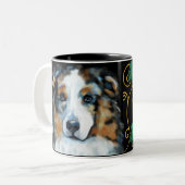 Australian Shepherd Zweifarbige Tasse (Vorderseite Links)