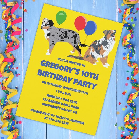 Australian Shepherds Birthday Party Einladung