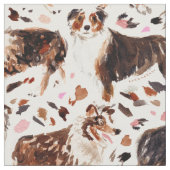 AUSTRALIAN SHEPHERY Painterly Watercolor Dog Stoff (Nahaufnahme)