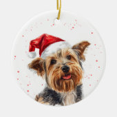 Australian Silky Terrier Christmas Personalized Keramik Ornament (Vorne)