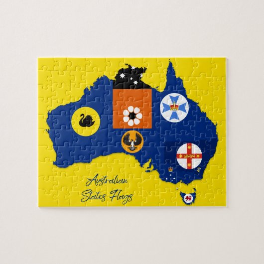 Australian State Flags Map, Educational Puzzle (Horizontal)