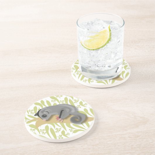 Australian Sugar Glider Sandstein Untersetzer (Seite)