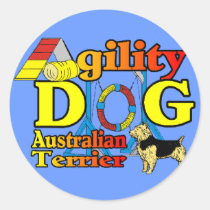 Australian_Terrier_Agility Runder Aufkleber