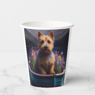 Australian Terrier auf Paddle: Ein landschaftliche Pappbecher