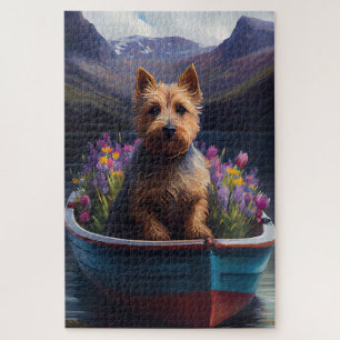 Australian Terrier auf Paddle: Ein landschaftliche Puzzle
