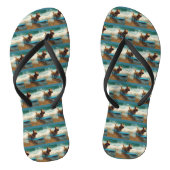 Australian Terrier Beach Surfing Painting Badesandalen (Fußbett)