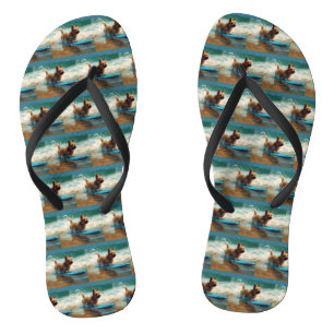 Australian Terrier Beach Surfing Painting Badesandalen