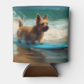 Australian Terrier Beach Surfing Painting Dosenkühler (Vorderseite)