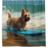 Australian Terrier Beach Surfing Painting Duschvorhang (Vorderseite)