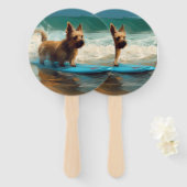 Australian Terrier Beach Surfing Painting Fächer (Vorne und Hinten)