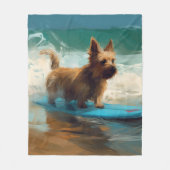 Australian Terrier Beach Surfing Painting Fleecedecke (Vorderseite)