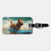 Australian Terrier Beach Surfing Painting Gepäckanhänger (Vorderseite horizontal)
