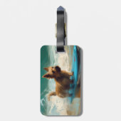 Australian Terrier Beach Surfing Painting Gepäckanhänger (Rückseite vertikal)