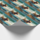 Australian Terrier Beach Surfing Painting Geschenkpapier (Ecke)