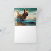 Australian Terrier Beach Surfing Painting Karte (Innenseite)