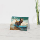 Australian Terrier Beach Surfing Painting Karte (Vorderseite)