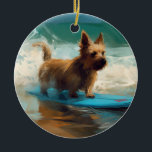 Australian Terrier Beach Surfing Painting Keramik Ornament<br><div class="desc">Tauchen Sie ein in die spielerische Welt des Kaninchen-Abenteuers mit diesem faszinierenden Bild. Ein gepflegter Hund geht zu den Wellen und reitet geschickt auf einem sonnengeküssten Strand. Das lebendige Kunstwerk vereint wunderbar das Wesentliche der Erregung am Strand, während der Hund furchtlos auf den Wellen reitet und den Geist von Spaß...</div>
