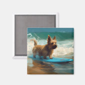 Australian Terrier Beach Surfing Painting Magnet (Vorderseite/Rückseite)