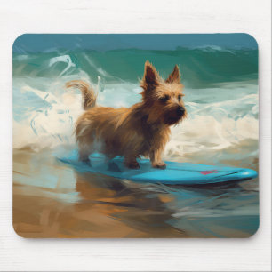 Australian Terrier Beach Surfing Painting Mousepad