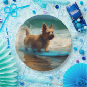 Australian Terrier Beach Surfing Painting Pappteller (Party)