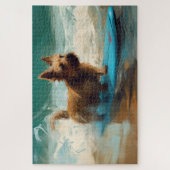 Australian Terrier Beach Surfing Painting Puzzle (Vertikal)