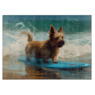 Australian Terrier Beach Surfing Painting Schneidebrett