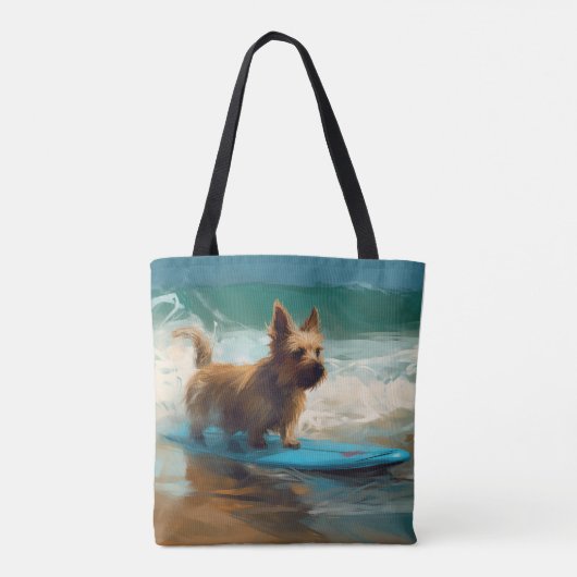 Australian Terrier Beach Surfing Painting Tasche (Rückseite)