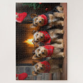 Australian Terrier by Fireplace Christmas Puzzle (Vertikal)